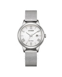 Citizen Eco-Drive dameklokke i stål med hvite skive (31,5mm)
