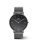 DW Classic Piano herreklokke i sortfarget stål (40mm)