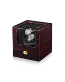 Klokkewinder dobbel i glossy brun mdf med led