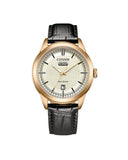 Citizen Elegance herreklokke i gullfarget stål med skinnrem (40,5 mm)