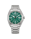 Citizen Eco-Drive herreklokke i stål med grønn skive (41mm)