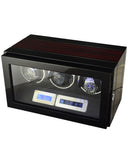 Klokkewinder trippel i glossy sort brun mdf med lys og touchscreen