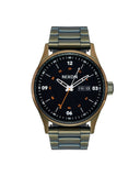 Nixon Sentry herreklokke i olivenfarget stål (42mm)