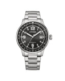 Citizen Automatic herreklokke i stål med sort skive (40mm)