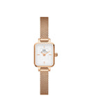 DW Quadro Mini Melrose dameklokke i rosefarget stål (15,4x18,2mm)999