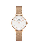 DW Classic Petite Melrose dameklokke i rosefarget stål (28mm)