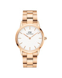 DW Iconic Link dameklokke i rosefarget stål (36mm)