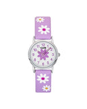 Club Blomst barneklokke med lilla rem (26,5mm)