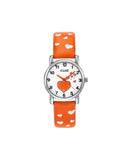 Club Hjerte barneklokke med oransje rem (27mm)