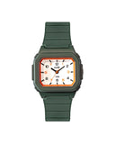 Club Square barneklokke med grønn silikon rem (B33mm)
