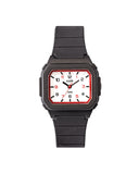 Club Square barneklokke med sort silikon rem (B33mm)