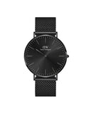 DW Classic Ashfield herreklokke i sortfarget stål (40mm)