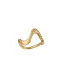 byBiehl Wave Large gullforgylt sølv ring (str 58)