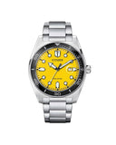 Citizen Marine herreklokke i stål med gul skive (43mm)