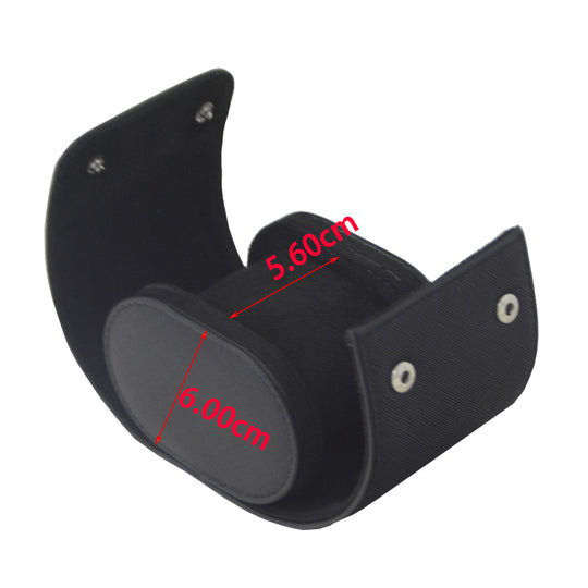 Klokkeboks til reise i sort PU-skinn, kryssmønster (1 klokke)