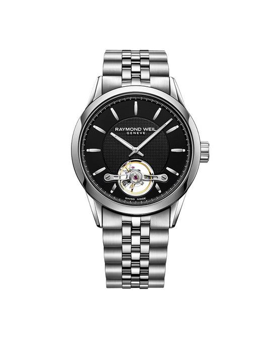 Freelancer Mens Automatic Open Heart Stål / Sort 42mm