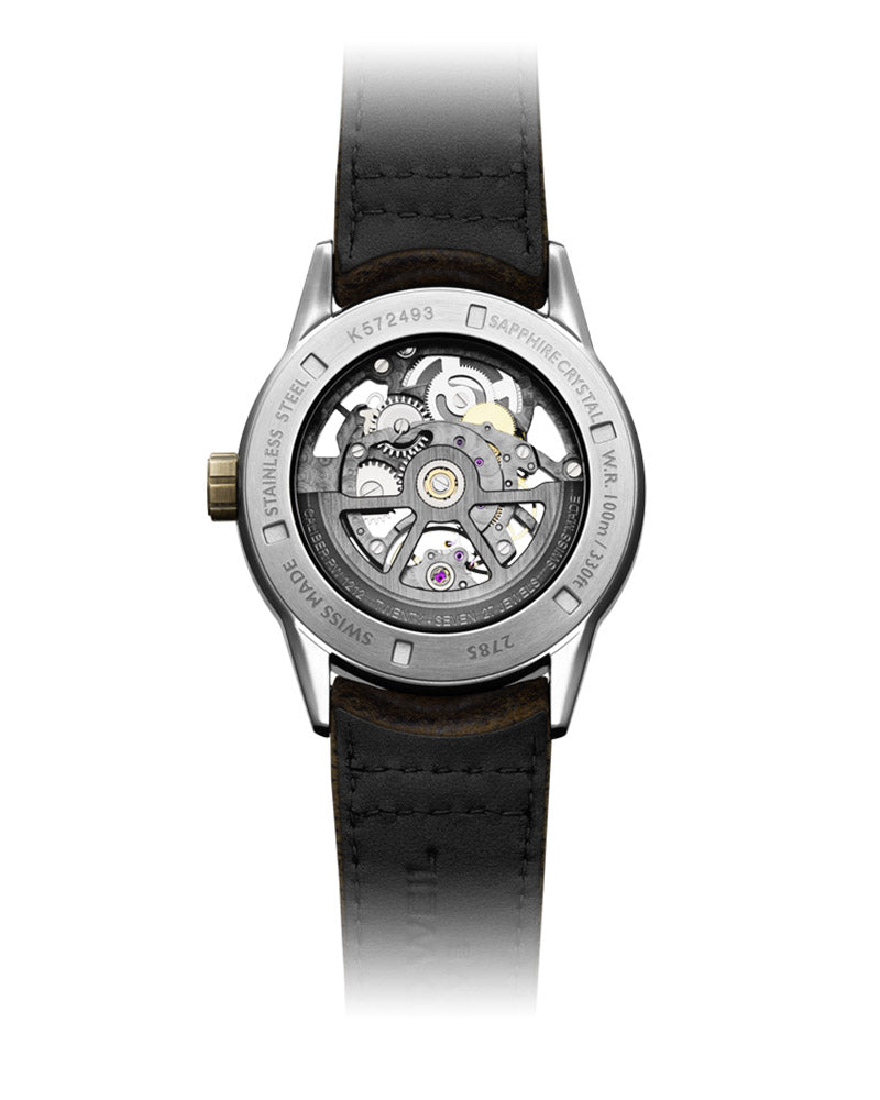 Freelancer Mens Automatic Sort gummi / Sort Skeleton 42mm