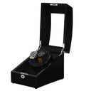 Klokkewinder dobbel i glossy sort mdf med buet lokk og led