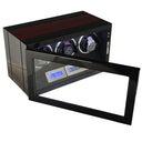Klokkewinder trippel i glossy sort brun mdf med lys og touchscreen