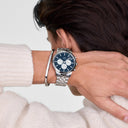 DW Iconic Chrono Arch 5-Link Panda herreklokke i stål (42mm)