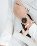 DW Classic Petite Melrose dameklokke i rosefarget stål (28mm)