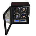 Klokkewinder quadruple i glossy sort brun mdf med lys og touchscreen