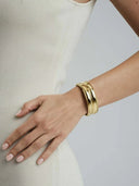 Mockberg Rebel Double Bangle armring i gullfarget stål (large)