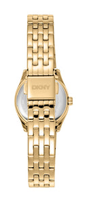 DKNY Logo dameklokke i gullfarget stål (26mm)