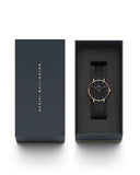 DW Classic Petite Ashfield  dameklokke i sortfarget stål  (32mm)
