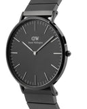 DW Classic Piano herreklokke i sortfarget stål (40mm)