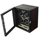 Klokkewinder quadruple i glossy sort brun mdf med lys og touchscreen