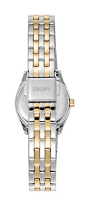DKNY Logo dameklokke i tofarget stål (26mm)