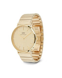 DW Classic Piano herreklokke i gullfarget stål (40mm)