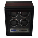 Klokkewinder quadruple i glossy sort brun mdf med lys og touchscreen