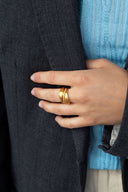 byBiehl Ocean Flow Band Sparkle gullforgylt sølv ring (str 52)