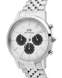 DW Iconic Chrono Arch 5-Link Panda herreklokke i stål (42mm)