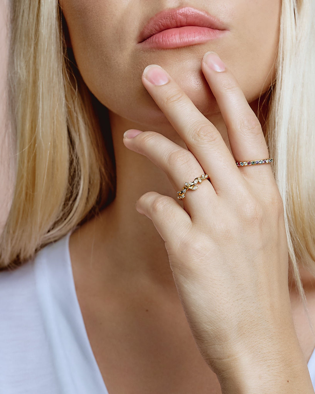 Jungle Ivy Ring Stones Gold - 54