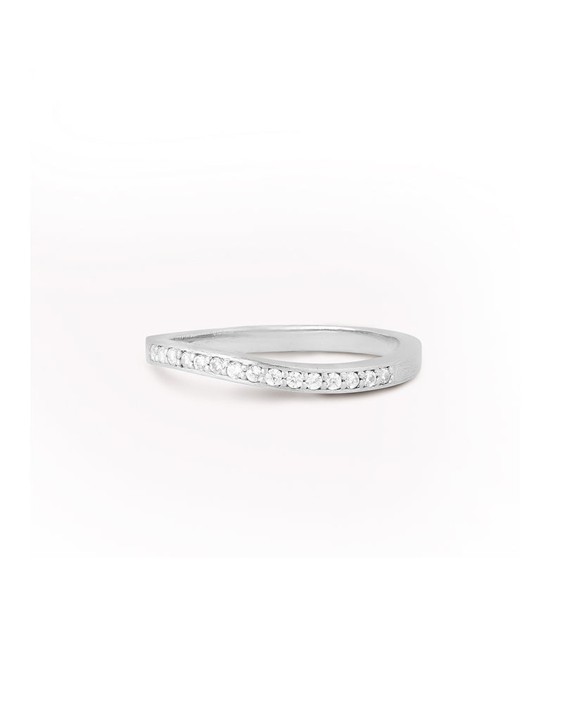Ocean Flow Band Sparkle Ring Silver - 50