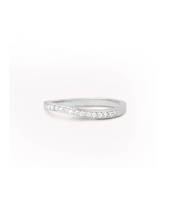 Ocean Flow Band Sparkle Ring Silver - 50