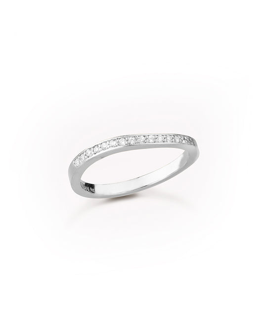 Ocean Flow Band Sparkle Ring Silver - 50