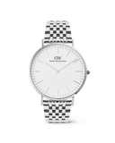 DW Classic herreklokke i sølvfarget stål (40mm)