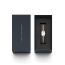 DW Quadro Mini Evergold Lumine dameklokke i gullfarget stål (15,4x18,2mm)