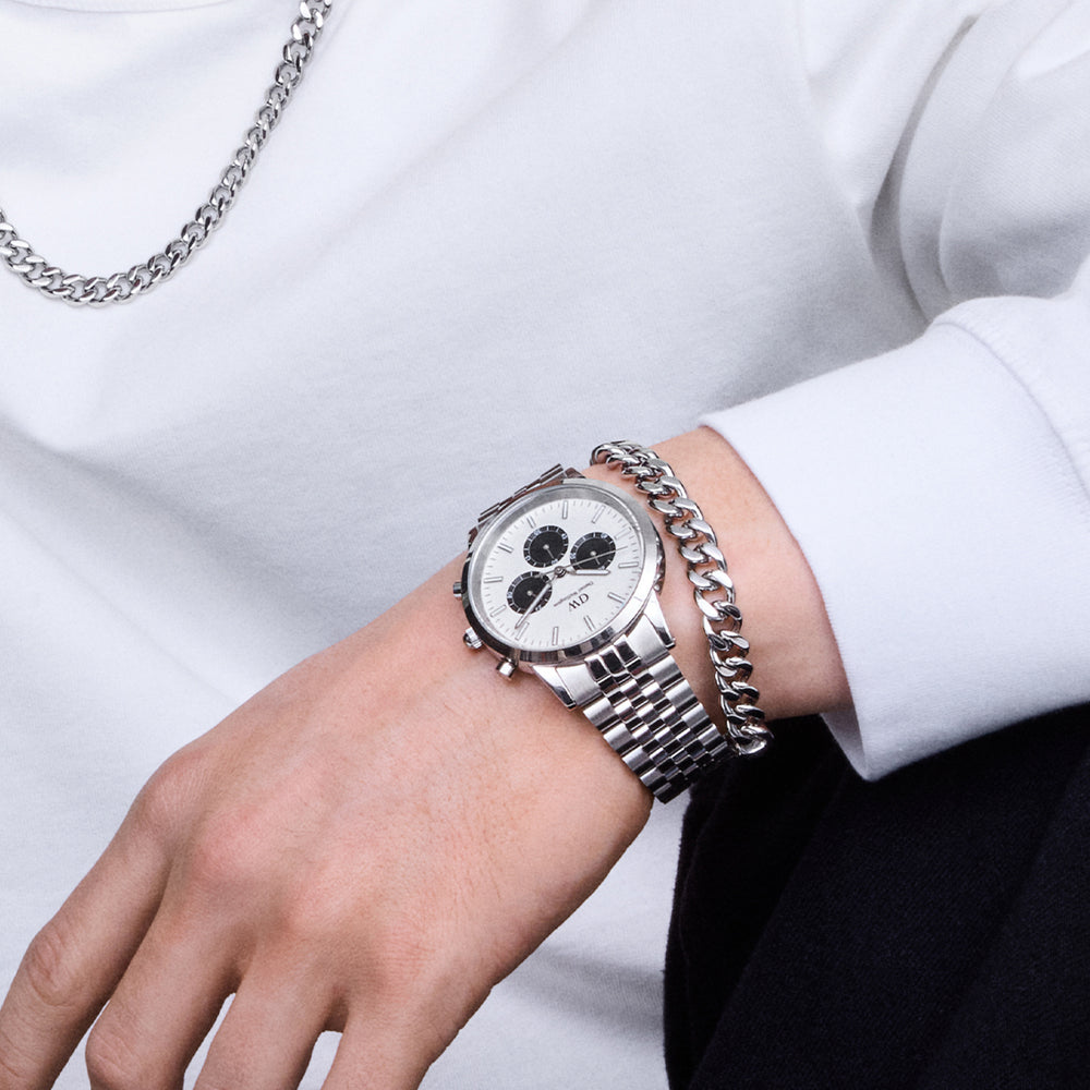 Iconic Chronograph Arch 5-Link Off-White Panda Stål 42mm