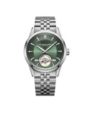 RW Freelancer Automatic Open Heart herreklokke i stål med grønn skive (42mm)
