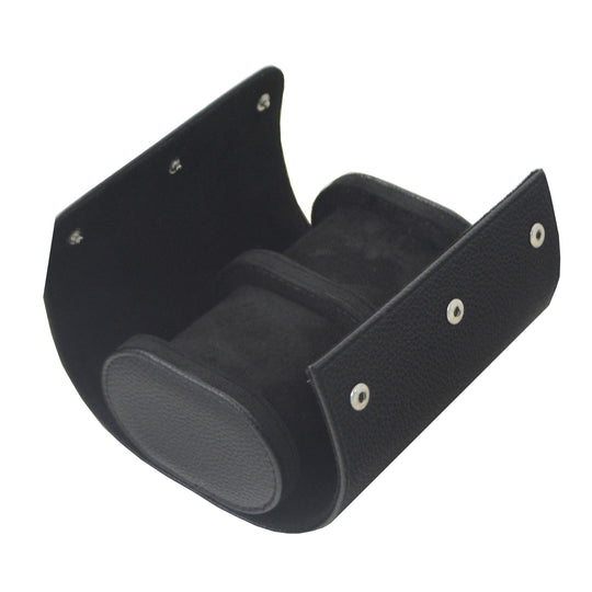 Klokkeboks til reise i sort PU-skinn (2 klokker)