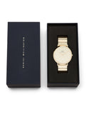 DW Classic Piano herreklokke i gullfarget stål (40mm)