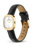 DW Corta dameklokke med sort rem (24x28mm)