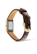 DW Bound Mini dameklokke med brun rem (17x25,9mm)