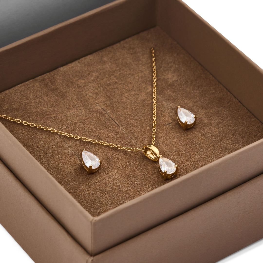 Mockberg Belle gullfarget smykkesett i stål