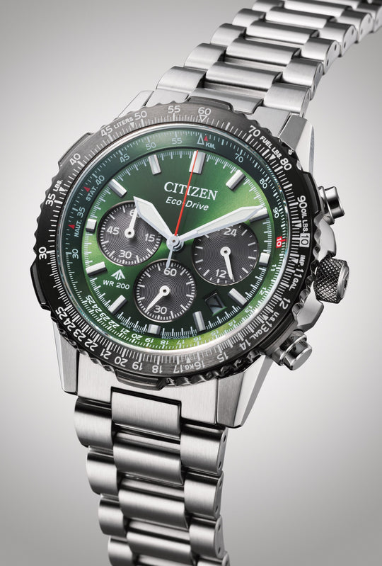 Promaster Sky Eco-Drive Chrono Stål / Grønn 40mm